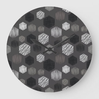 Geometric Pastels: Vintage Textured Pattern. Large Clock