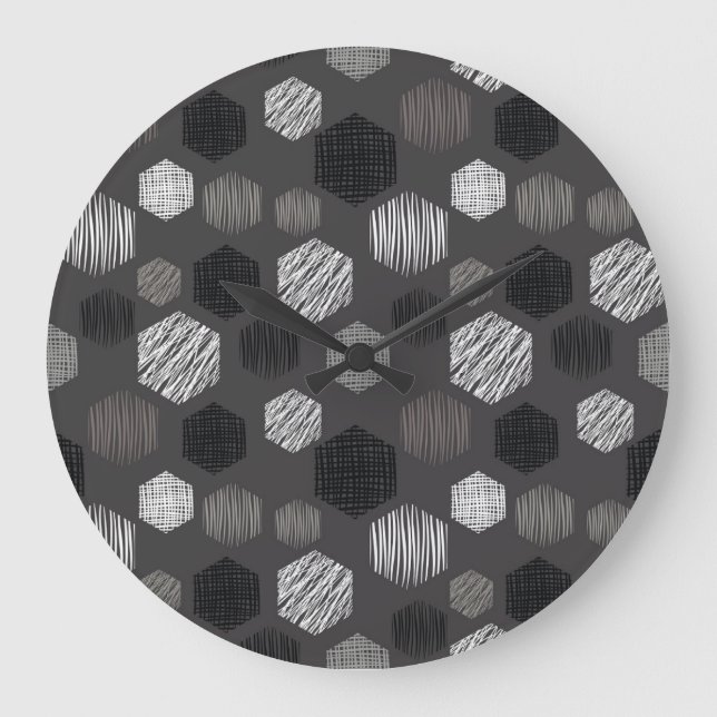 Geometric Pastels: Vintage Textured Pattern. Large Clock (Front)