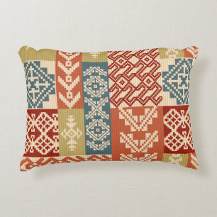 Geometric Patchwork Ethnic Seamless Pattern Accent Pillow