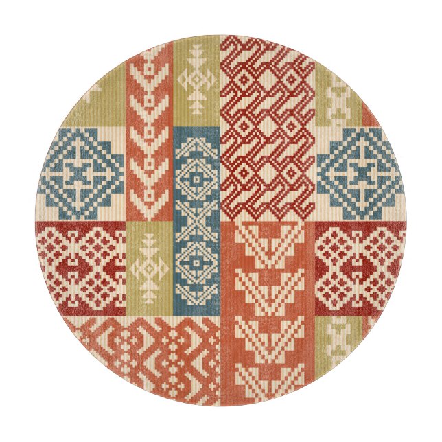 Geometric Patchwork Ethnic Seamless Pattern Cutting Board (Front)