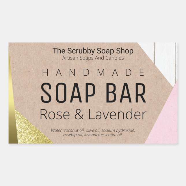 Geometric Patchwork Handmade Soap Labels (Front)