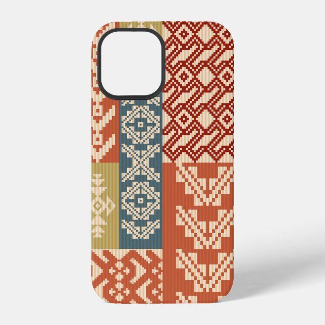 Geometric patchwork ornamental ethnic pattern iPhone case (Back)