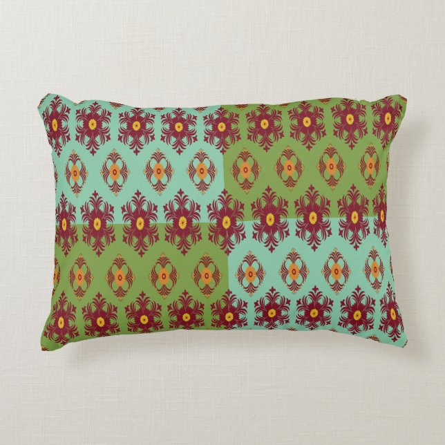 Geometric Patchwork Throw Pillow – Modern Purple C (Front)