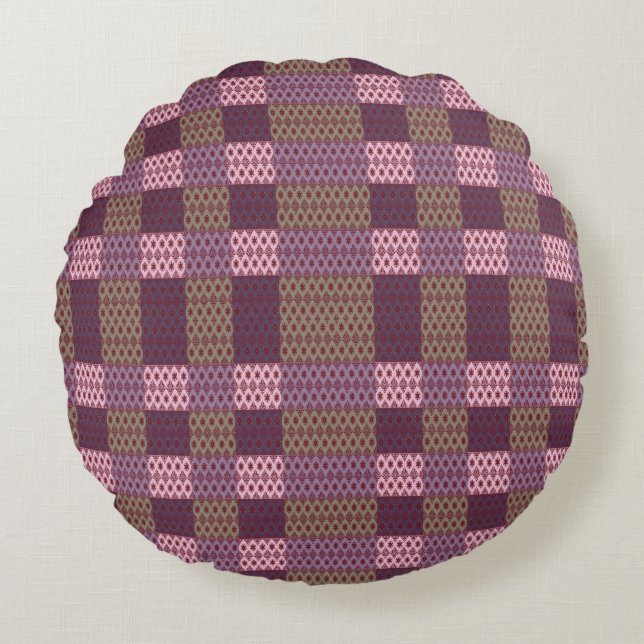Geometric Patchwork Throw Pillow – Modern Purple C (Front)