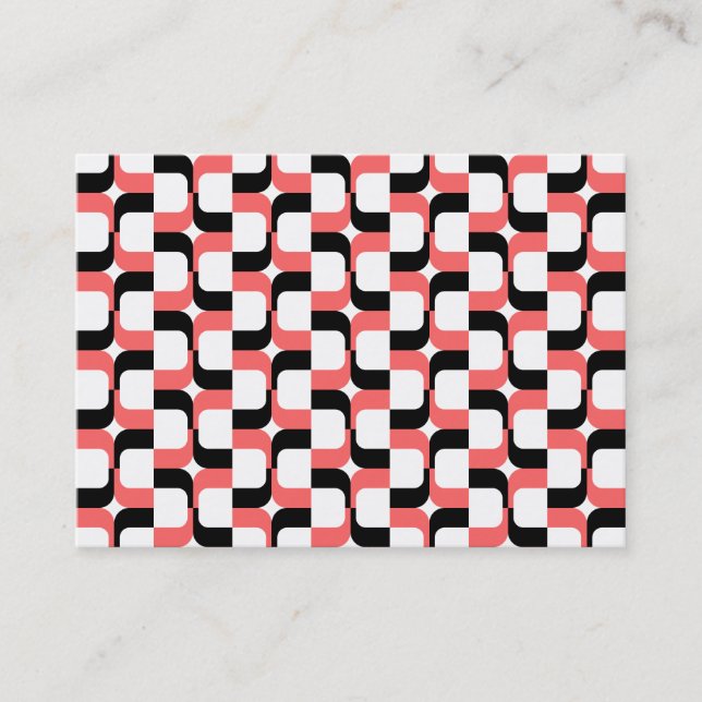 Geometric Pattern 020614 - Black and Tropical Pink Business Card (Front)