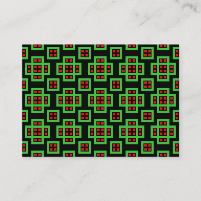 Geometric Pattern 030614 - Green, Red and Black Business Card (Front)