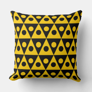 Geometric Pattern 260514 - Amber on Black Throw Pillow