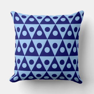 Geometric Pattern 260514 - Deep Navy on Pale Blue Throw Pillow
