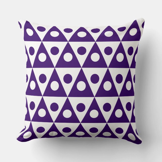Geometric Pattern 260514 - Deep Purple on White Throw Pillow (Front)