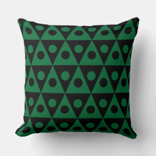 Geometric Pattern 260514 - Forest Green on Black Throw Pillow