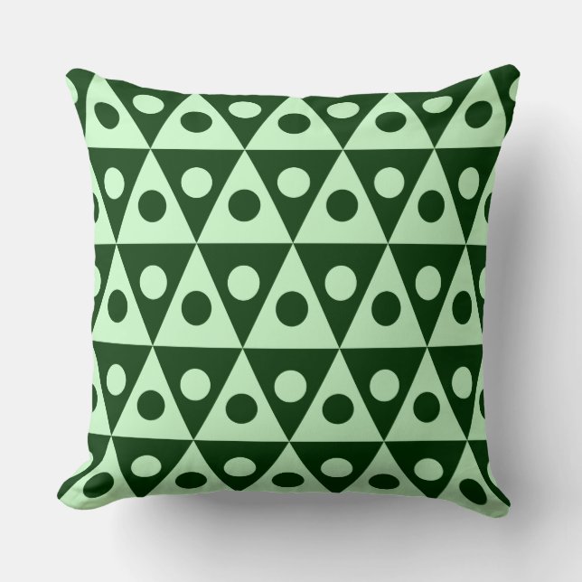 Geometric Pattern 260514 - Ghost Green on Dk Green Throw Pillow (Front)