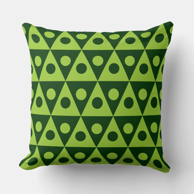 Geometric Pattern 260514 - Martian Grn on Dk Grn Throw Pillow (Front)