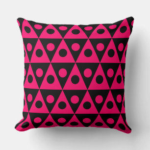 Geometric Pattern 260514 - Neon Red on Black Throw Pillow