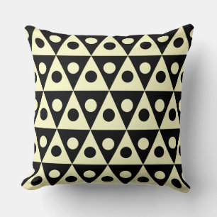Geometric Pattern 260514 - Pale Yellow on Black Throw Pillow