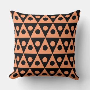 Geometric Pattern 260514 - Peach on Black Throw Pillow