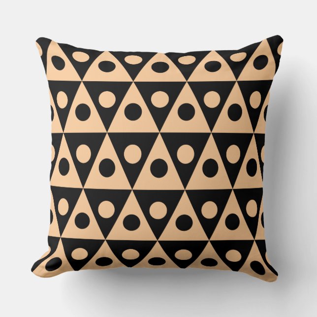 Geometric Pattern 260514 - Sand on Black Throw Pillow (Front)