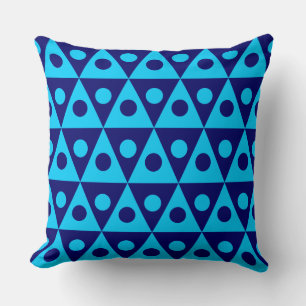 Geometric Pattern 260514 - Sky Blue on Deep Navy Throw Pillow
