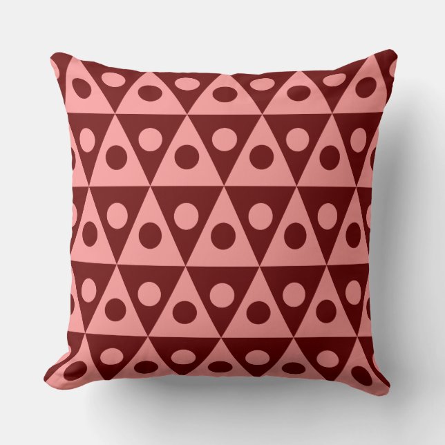 Geometric Pattern 260514 - Soft Pink on Ruby Throw Pillow (Front)