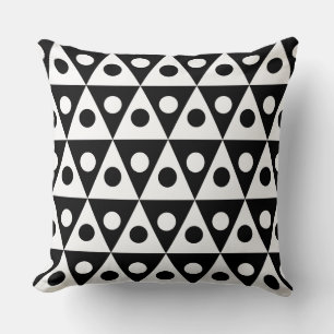 Geometric Pattern 260514 - White on Black Throw Pillow