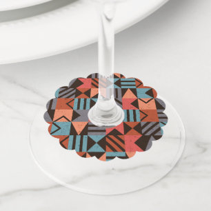 Geometric Pattern 28 Wine Glass Tag