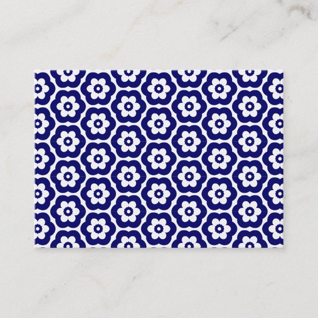 Geometric Pattern 290514(03) Deep Navy on White Business Card (Front)