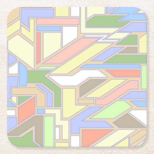 Geometric pattern 3 square paper coaster (Front)