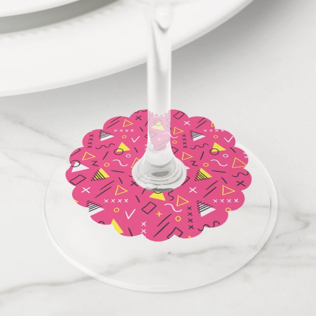 Geometric Pattern 7 Wine Glass Tag (Close Up)