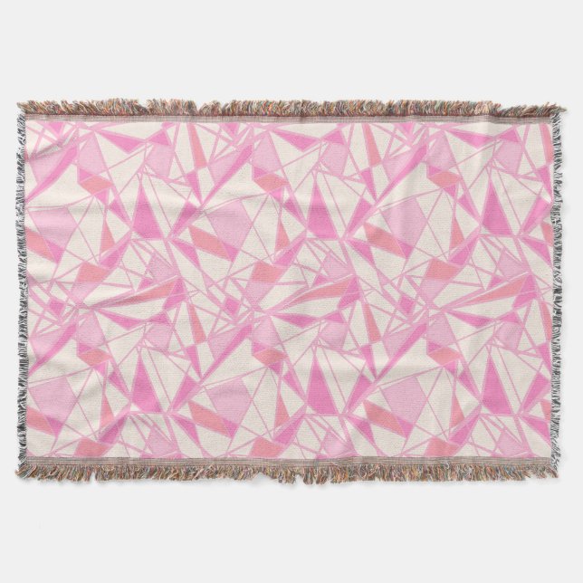 Geometric pattern abstract colour pink  throw blanket (Front)