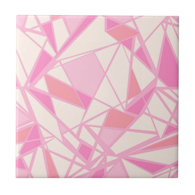 Geometric pattern abstract colour pink  tile (Front)