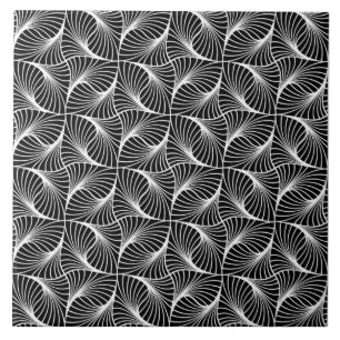 Geometric Pattern Black and White Ceramic Tile