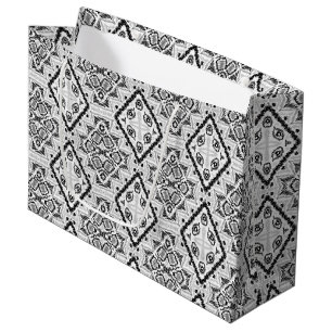  Geometric ,pattern , black and white  Large Gift Bag
