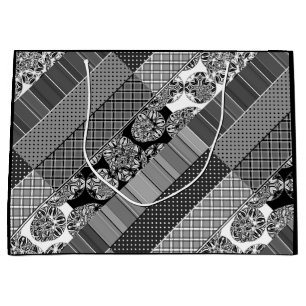 Geometric ,Pattern , black and white  Large Gift Bag