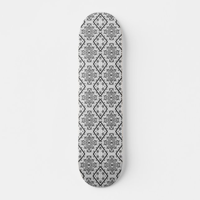  Geometric ,pattern , black and white  Skateboard (Front)