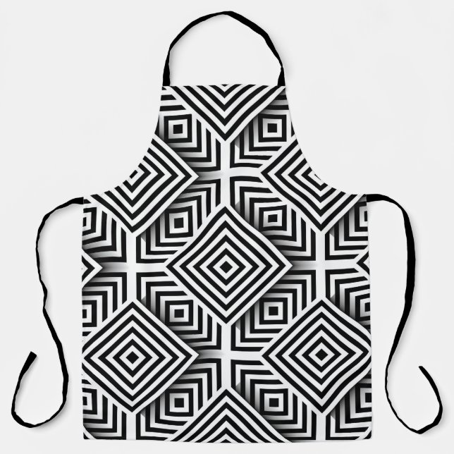Geometric pattern. Black and white. Squares and st Apron (Front)