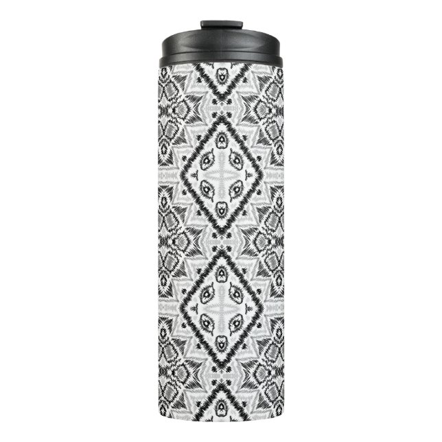  Geometric ,pattern , black and white  Thermal Tumbler (Front)