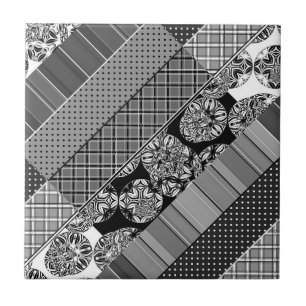 Geometric ,Pattern , black and white  Tile