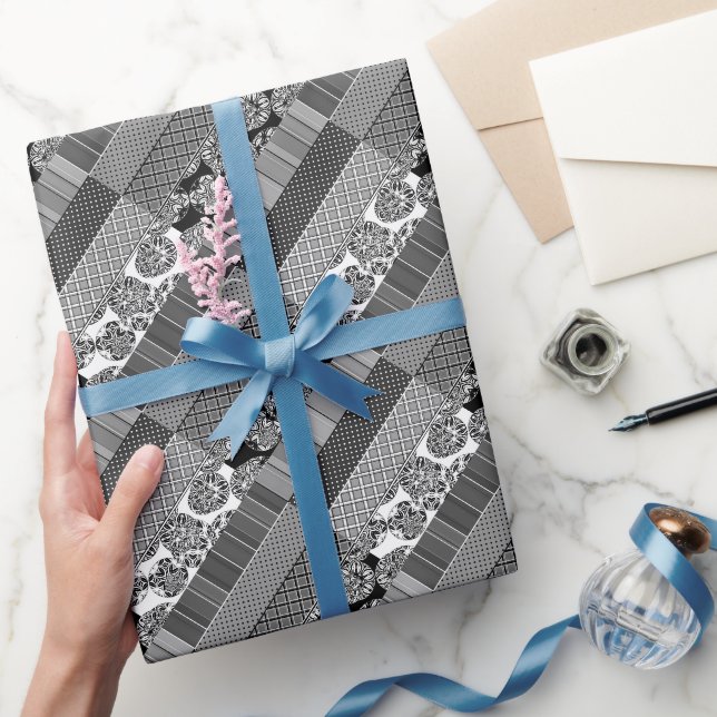  Geometric ,Pattern , black and white  Wrapping Paper (Gifting)