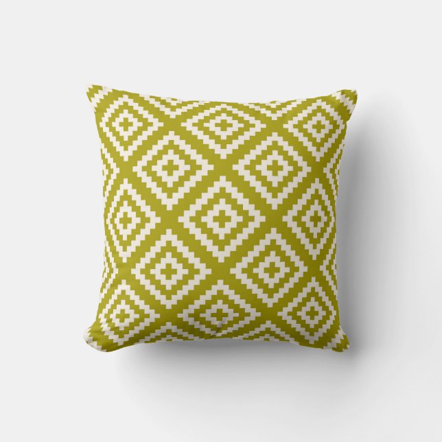 Geometric Pattern Chartreuse Green Throw Pillow (Front)