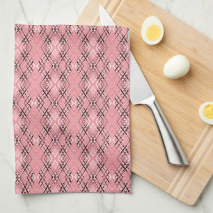 Geometric pattern coral retro rhombuses kitchen towel