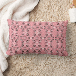 Geometric pattern coral retro rhombuses lumbar pillow