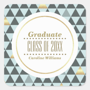 Geometric Pattern Custom Graduation  Square Sticker