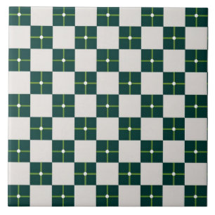 Geometric pattern decorative green white big tile