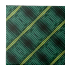 Geometric pattern deep green leaf tropical tile