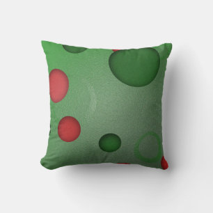 Geometric Pattern Dots Circles on Green Throw Pillow