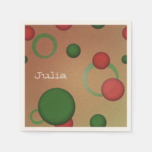 Geometric Pattern Dots Circles on Pink any Name Napkin (Front)