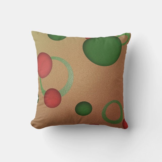 Geometric Pattern Dots Circles on Pink Throw Pillow (Front)
