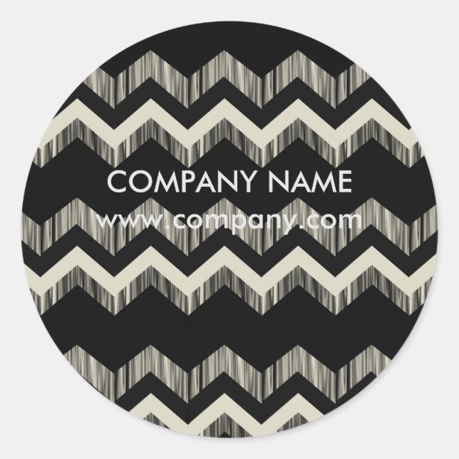 Geometric Pattern Fashion Black And White Chevron Classic Round Sticker (Front)