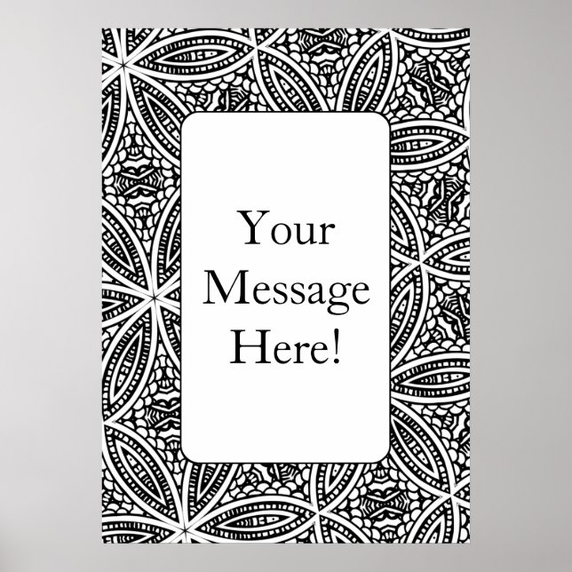 Geometric Pattern Frame Adult Colouring Page Poster (Front)