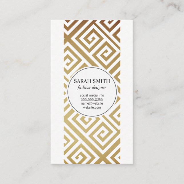 Geometric Pattern / Gold Metallic Business Card (Front)