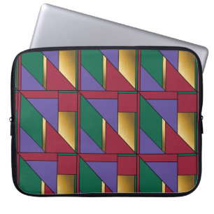 Geometric Pattern Gold Purple Green Red Laptop Sleeve